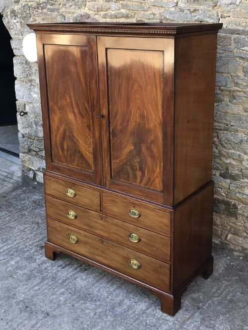 fig 1. Antique Georgian Mahogany Linen Press