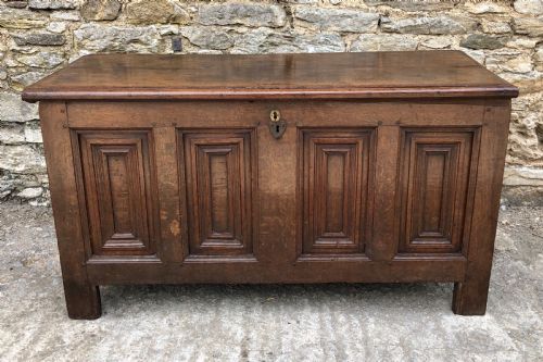 Antique 18th Century Oak Panelled Coffer