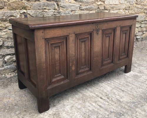 fig 1. Antique 18th Century Oak Panelled Coffer