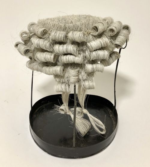 fig 1. Antique Victorian Barristers Wig in Original Tin