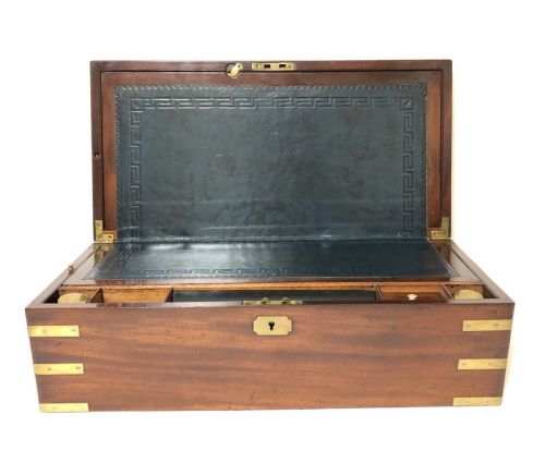 Antique Mahogany Brass Bound Writing Slope with Secret Drawers