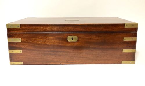 fig 1. Antique Mahogany Brass Bound Writing Slope with Secret Drawers