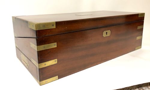 fig 2. Antique Mahogany Brass Bound Writing Slope with Secret Drawers