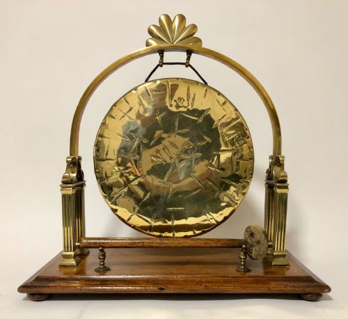 Large Antique Brass Tabletop Dinner Gong