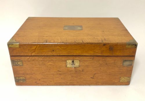 fig 1. Antique Victorian Oak and Brass Bound Writing Slope