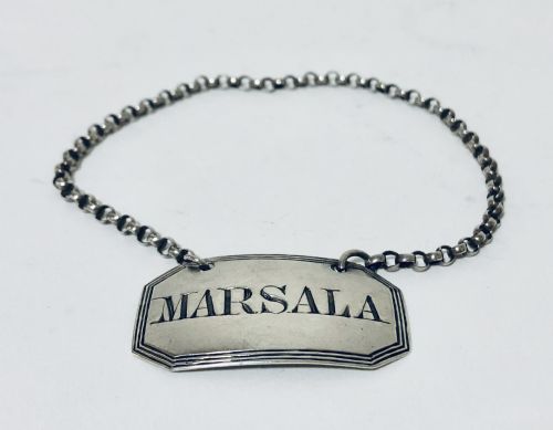 fig 1. Victorian Solid Silver Decanter Bottle Label for Marsala Wine