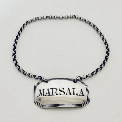 Victorian Solid Silver Decanter Bottle Label for Marsala Wine
