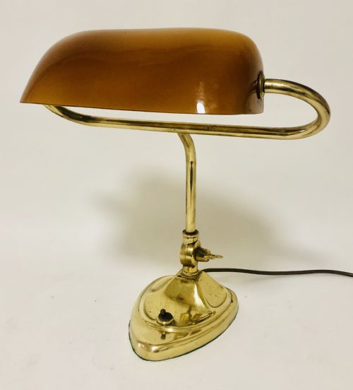 Antique Art Nouveau Brass Bankers Desk Lamp