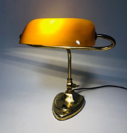 fig 1. Antique Art Nouveau Brass Bankers Desk Lamp