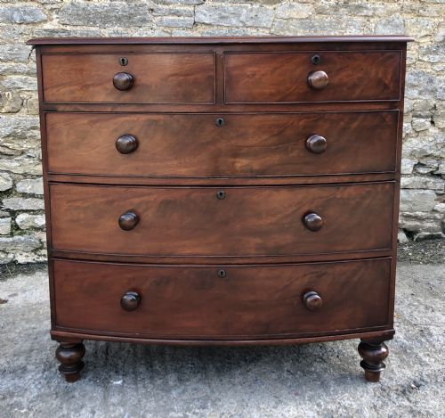 fig 1. Victorian Mahogany Bow Front Chest of Drawers