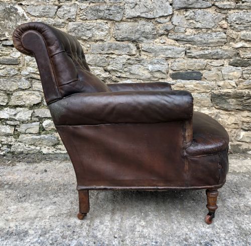 fig 2. Antique Victorian English Leather Library Chair