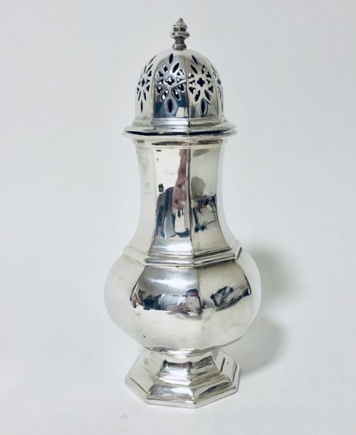 Large Antique Solid Silver Sugar Shaker Caster