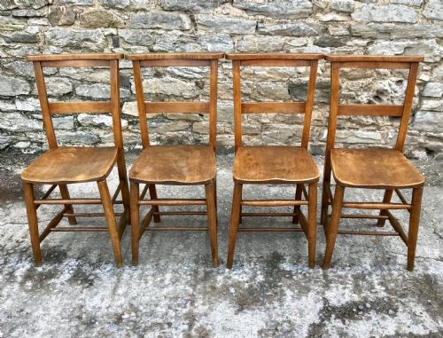 Set of 4 Antique Chapel Chairs