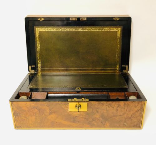 Superb Victorian Burr Walnut Writing Slope Box