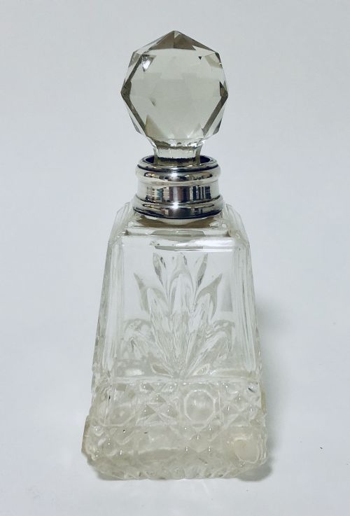 Antique Glass Scent Bottle with Solid Silver Collar