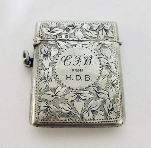 Antique Solid Silver Vesta Case