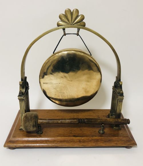 Large Antique Brass Tabletop Dinner Gong