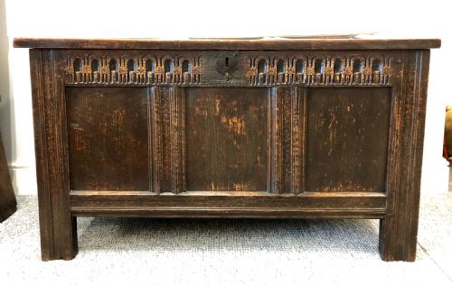 Antique 18th Century Oak Panelled Coffer