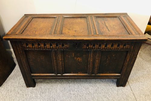 fig 2. Antique 18th Century Oak Panelled Coffer