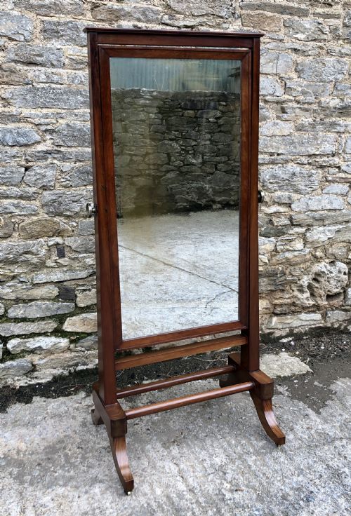 fig 1. Large Antique Mahogany Framed Cheval Mirror