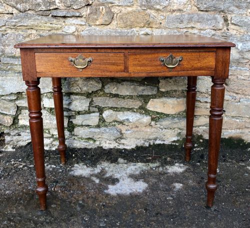 Antique Mahogany Two Drawer Side Table