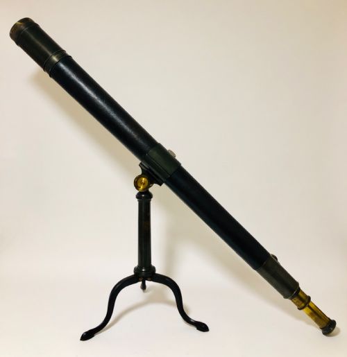 Large Antique Negretti and Zambra 3 1/2" Library Telescope on Tripod