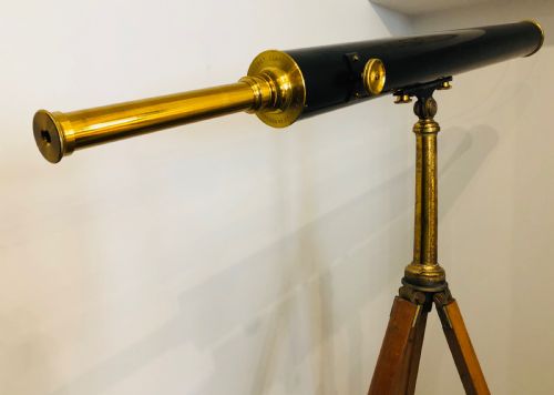 ANTIQUE BROADHURST CLARKSON CO LIBRARY TELESCOPE ON MILITARY TRIPOD - ADDITIONAL PHOTO 11
