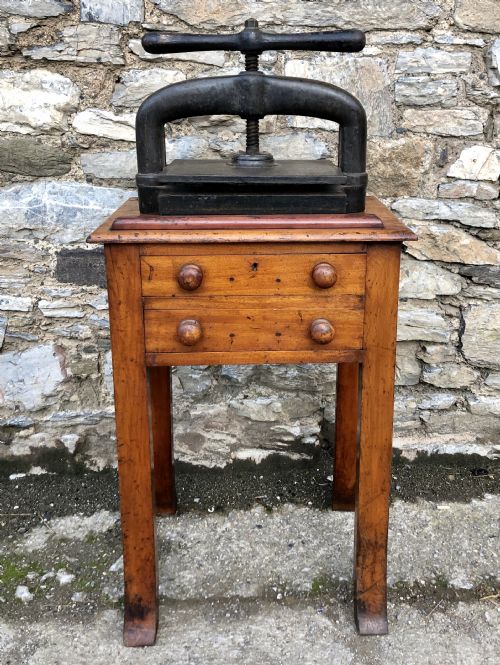 Antique Book Press and Table