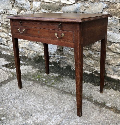 fig 1. Georgian Oak Side Table with Drawer and Pull Out Slide 