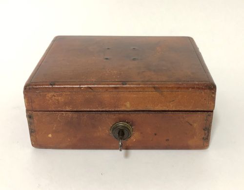 fig 1. Antique Victorian Leather Fitted Jewellery Box with Bramah Lock