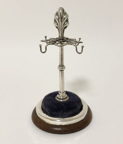 Antique Solid Silver Hat Pin Cushion Stand