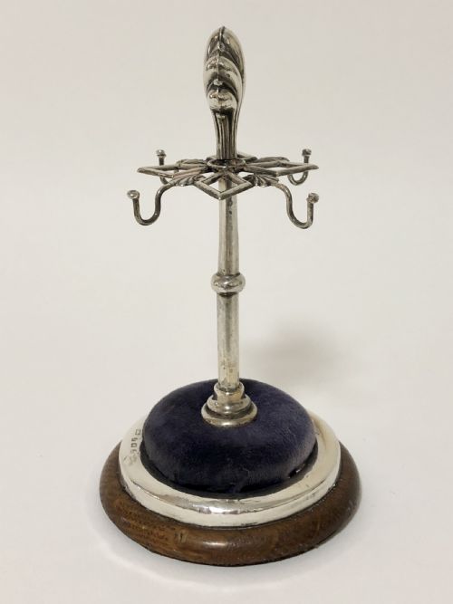 fig 1. Antique Solid Silver Hat Pin Cushion Stand