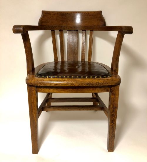 fig 1. Antique Oak Captains Desk Chair