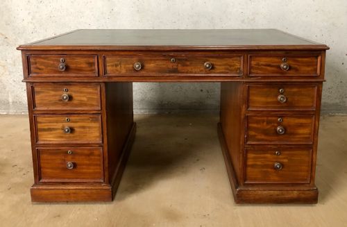 Large Victorian Mahogany Partners Desk