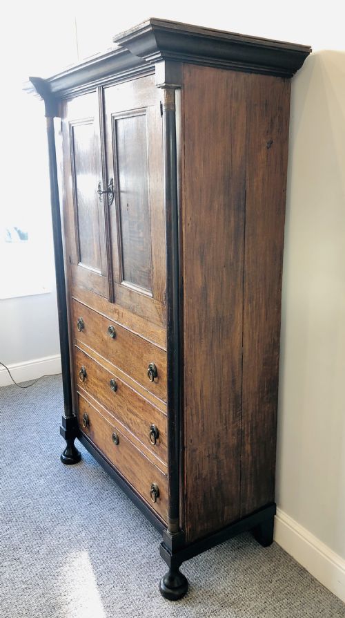 fig 1. Large Antique Oak Housekeepers Cupboard