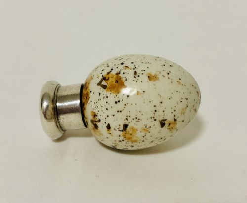 Victorian Sampson Mordan Birds Egg Scent Bottle with Solid Silver Top