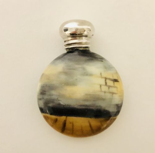 fig 1. Antique Painted Porcelain Chinese Scent Bottle with Solid Silver Top 