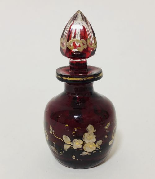 Antique Bohemian Ruby Glass Scent Bottle