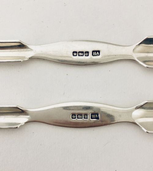 fig 1. Pair of Antique Solid Sterling Silver Marrow Scoops