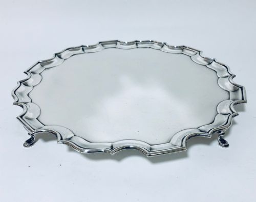Large Antique Solid Silver Salver