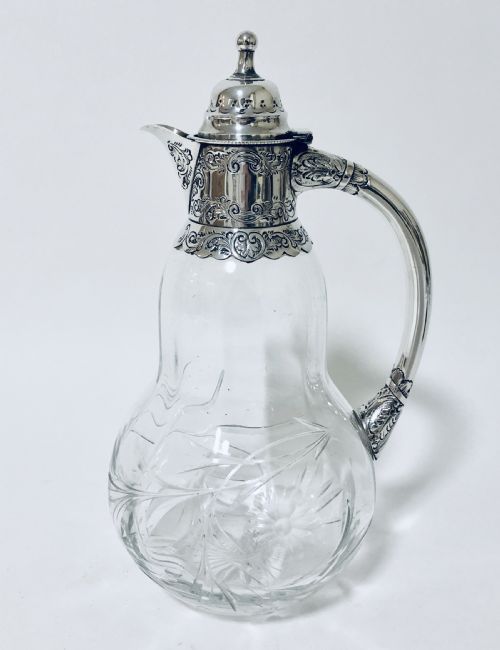 Victorian Cut Glass Sterling Silver Claret Jug