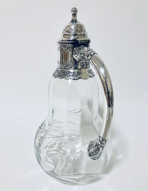 fig 1. Victorian Cut Glass Sterling Silver Claret Jug