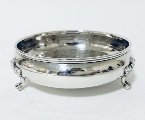 Arts and Crafts Solid Silver Hammered Bowl by Albert Edward Jones 1934