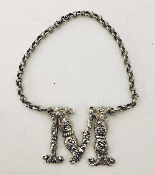 Victorian Solid Silver M Decanter Bottle Label