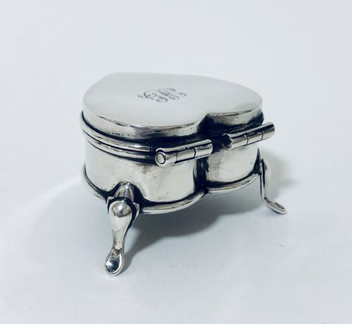 fig 1. Edwardian Solid Silver Heart Shaped Ring or Pill Box