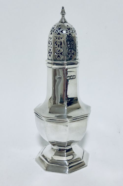 Large Edwardian Solid Silver Sugar Shaker Caster