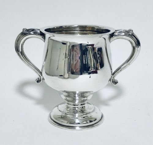 Large Antique Solid Silver Twin Handled Trophy Cup