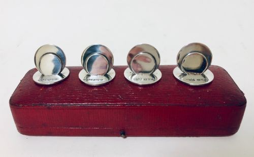 fig 1. Set of 4 Solid Silver Menu Holders in Original Box
