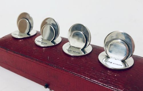 fig 2. Set of 4 Solid Silver Menu Holders in Original Box