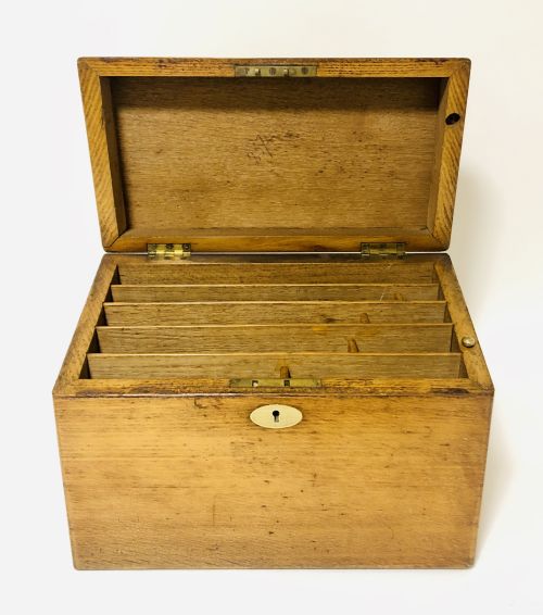 Antique Oak Desktop Stationery Cabinet Box